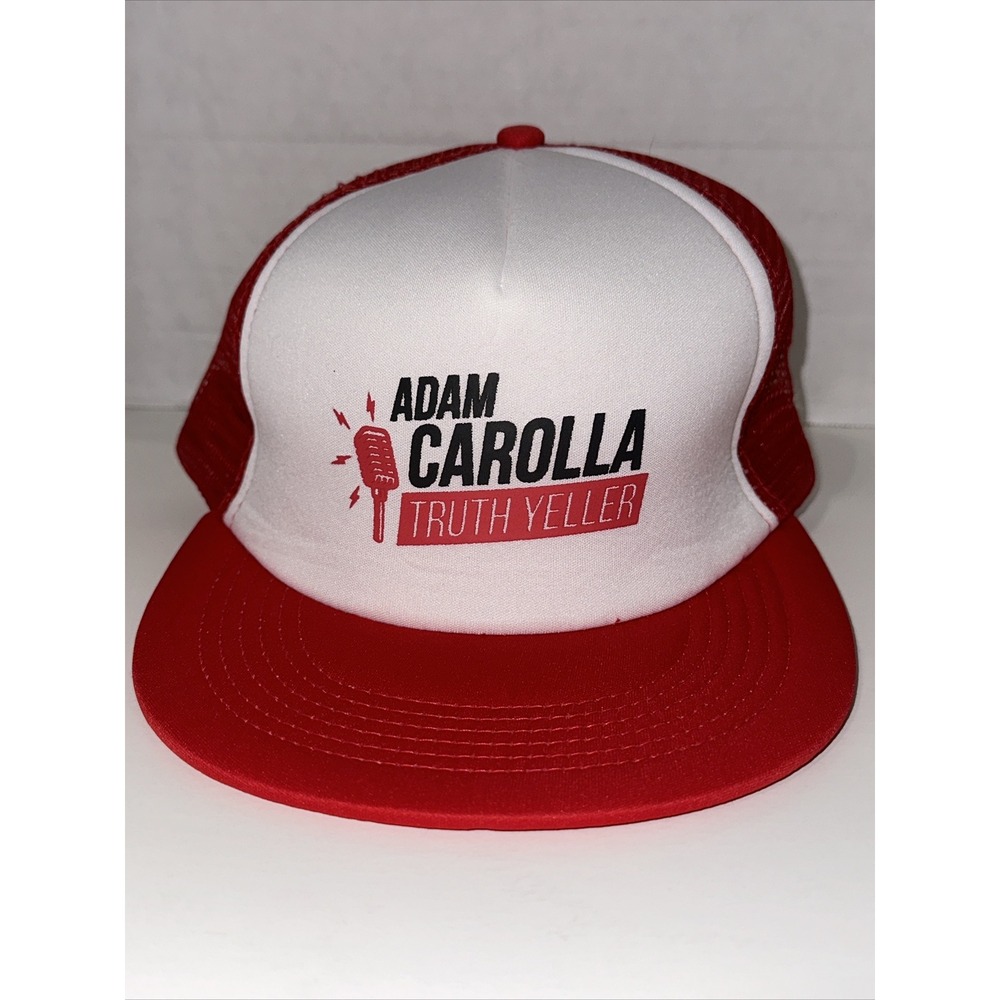 Adam Carolla Truth Yeller Trucker Hat Red White Snapback Podcast Promo Cap